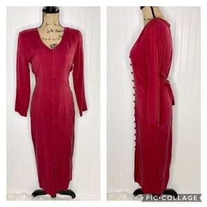 90’s Faux Button Grunge Maxi Front Slit Dress M